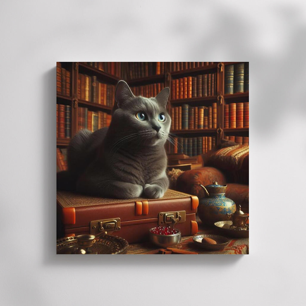 Russian Blue in the Cozy Library: Elegance and Tranquility