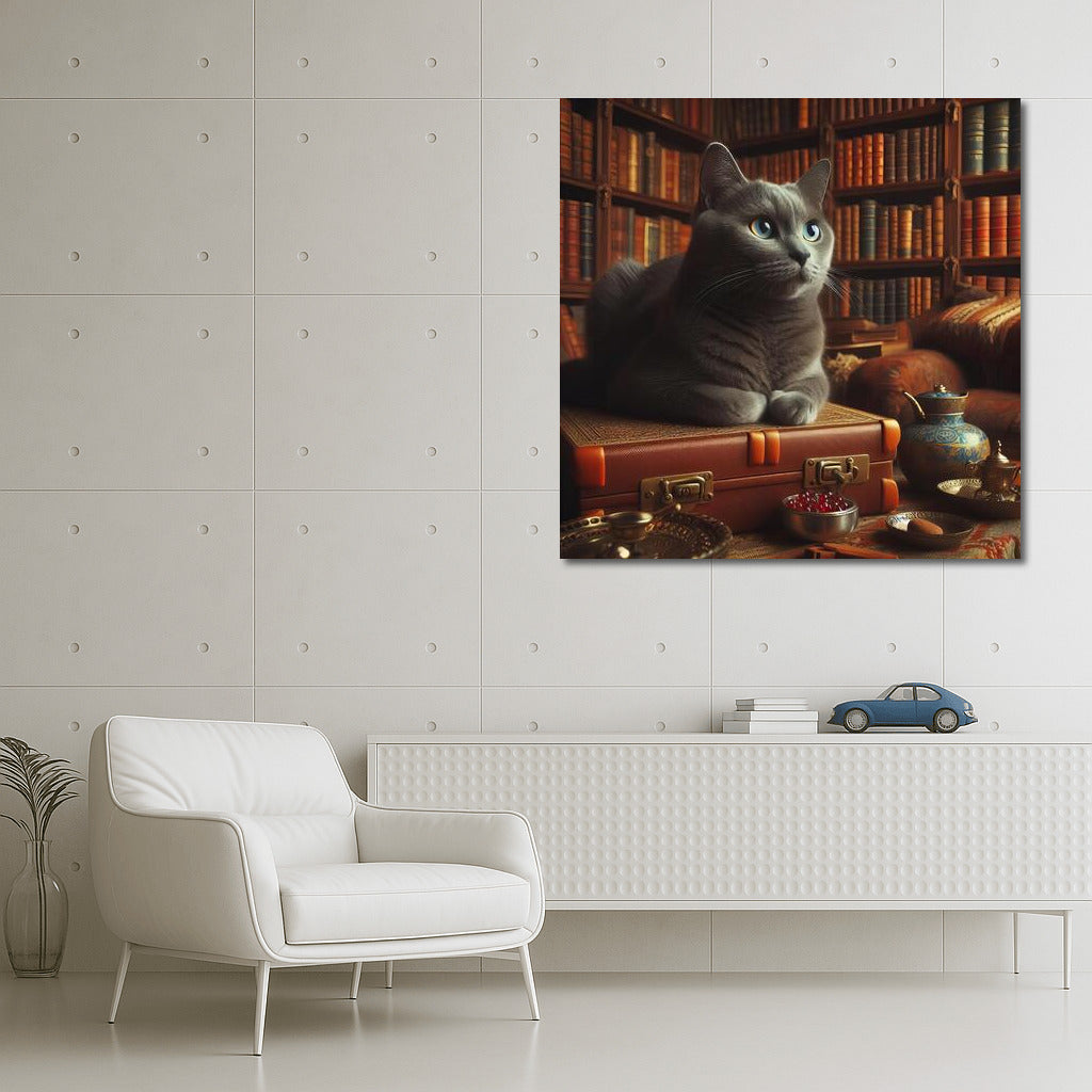 Russian Blue in the Cozy Library: Elegance and Tranquility
