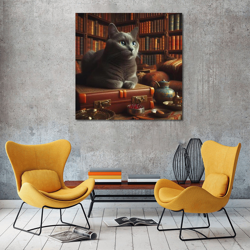 Russian Blue in the Cozy Library: Elegance and Tranquility