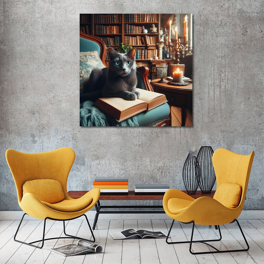 Russian Blue in the Cozy Library: Charm and Tranquility