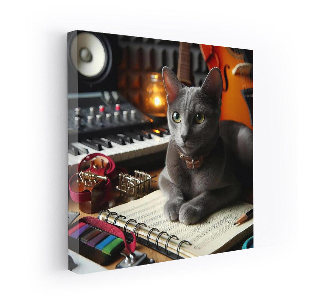 Russian Blue in the Music Studio: Harmony of Sounds and Beauty