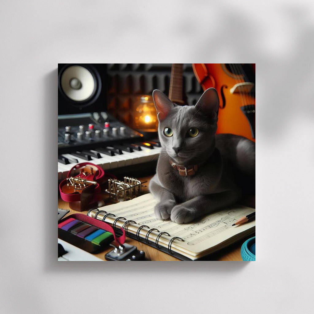 Russian Blue in the Music Studio: Harmony of Sounds and Beauty