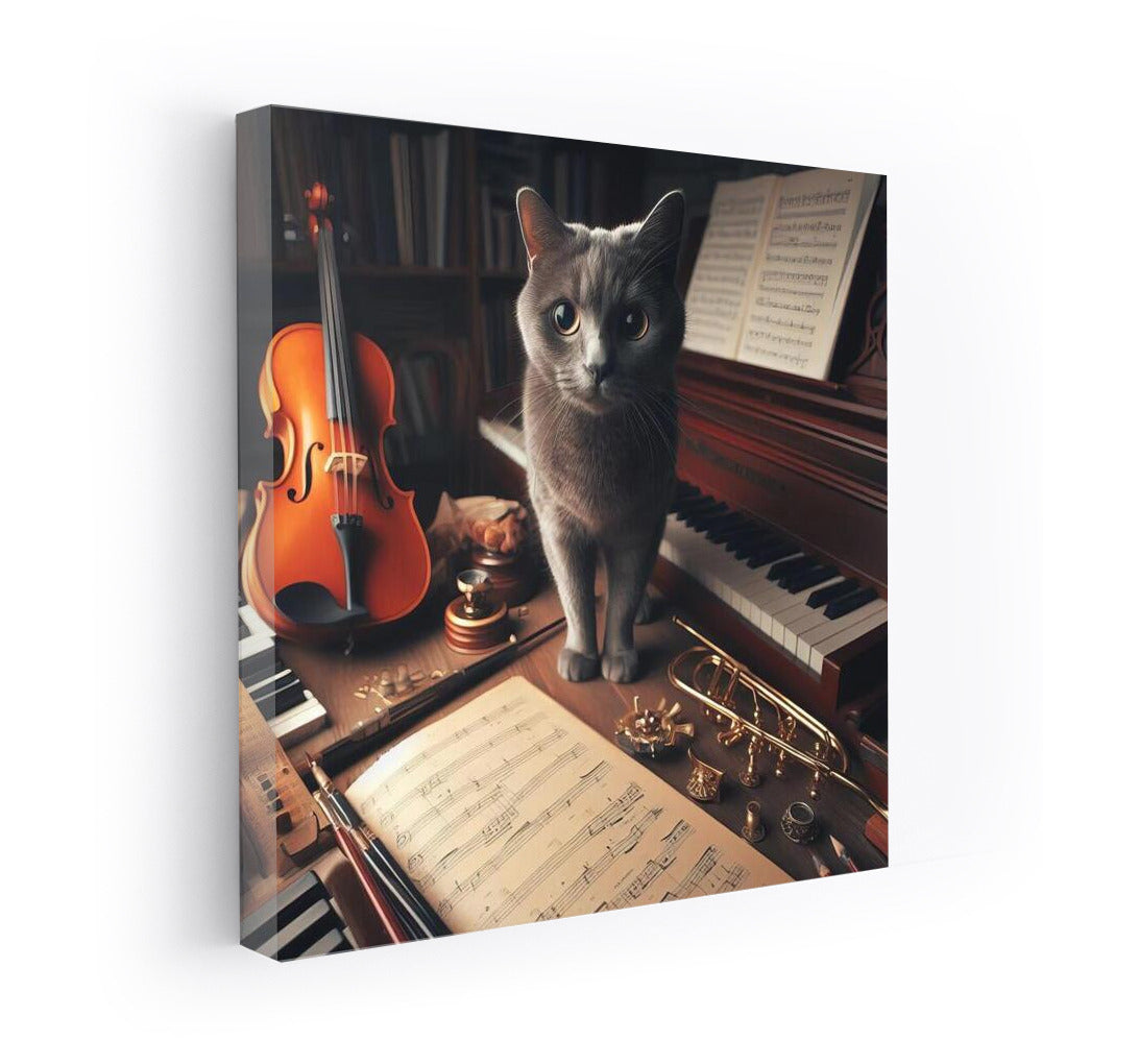 Russian Blue in Music Studio: Melody of Creativity
