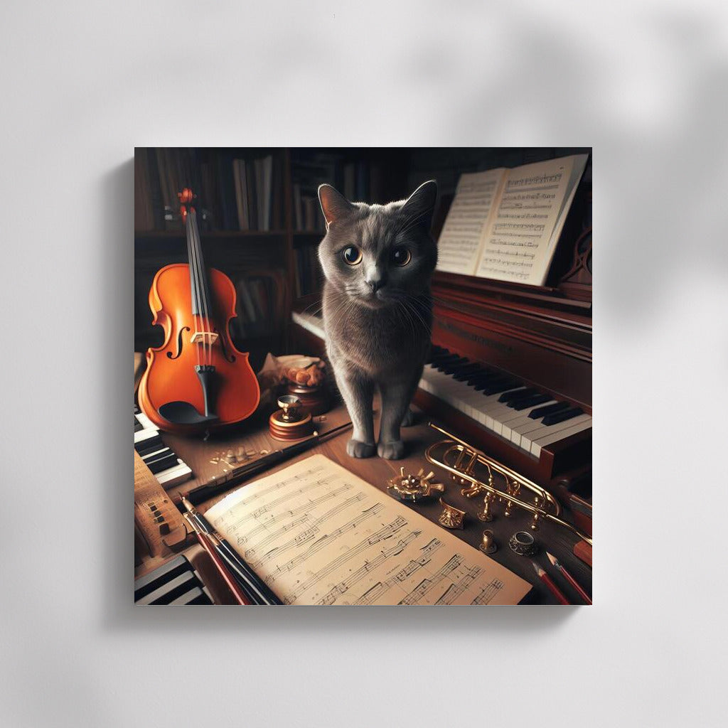 Russian Blue in Music Studio: Melody of Creativity
