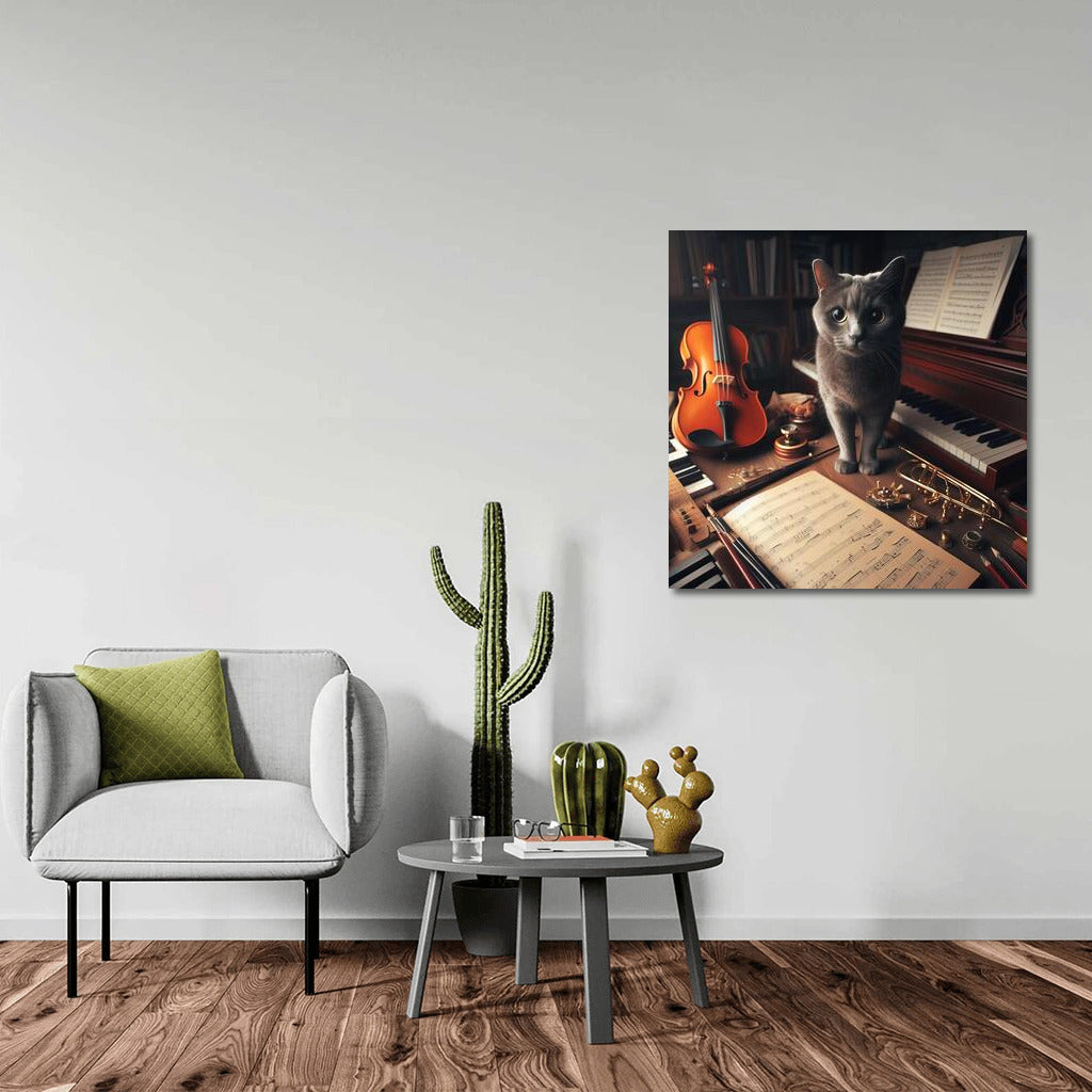 Russian Blue in Music Studio: Melody of Creativity