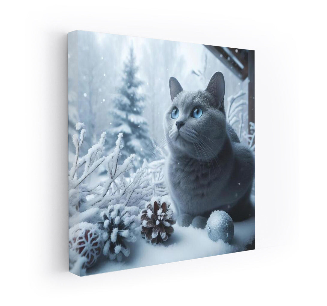 Russian Blue in the Winter Forest: The Magic of the Snow Miracle