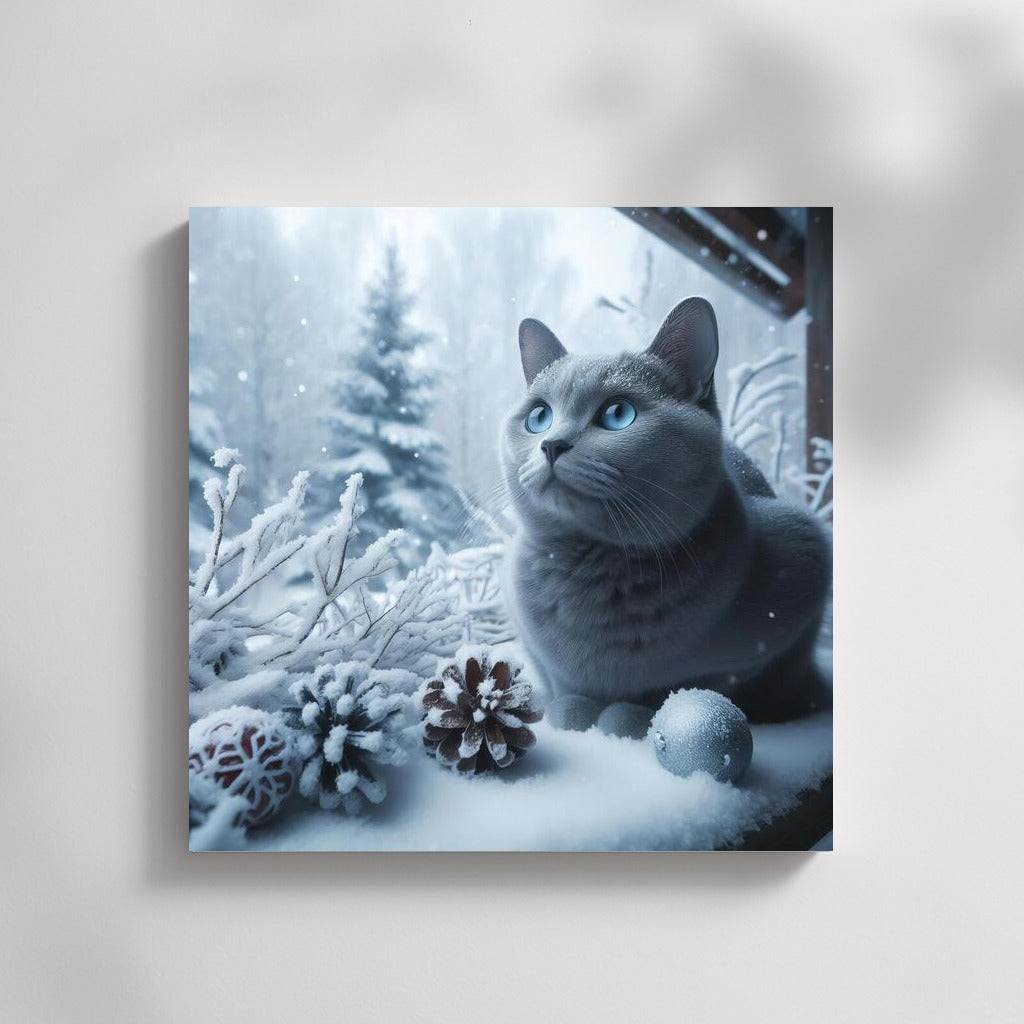 Russian Blue in the Winter Forest: The Magic of the Snow Miracle