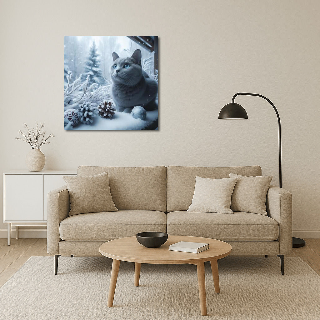 Russian Blue in the Winter Forest: The Magic of the Snow Miracle