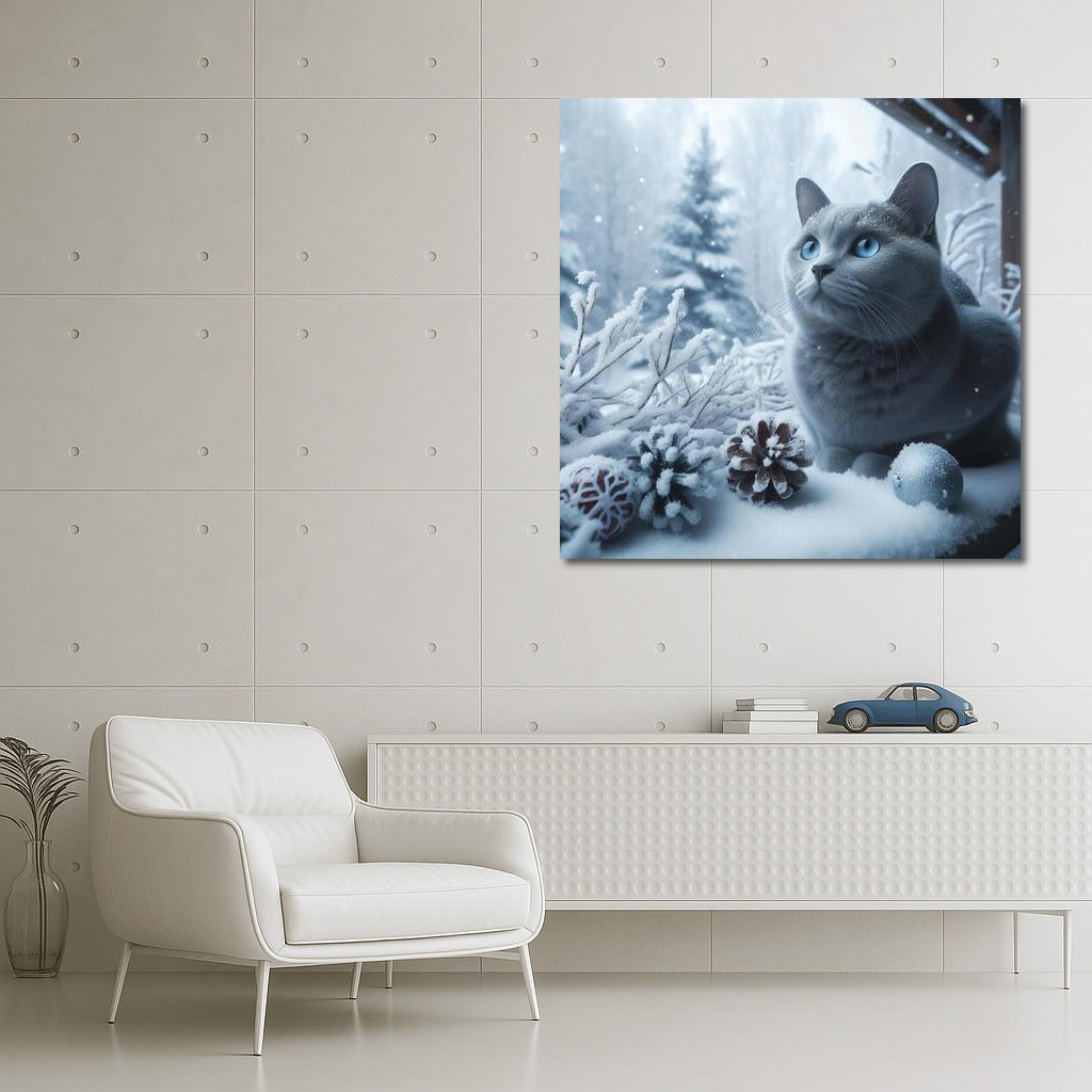 Russian Blue in the Winter Forest: The Magic of the Snow Miracle