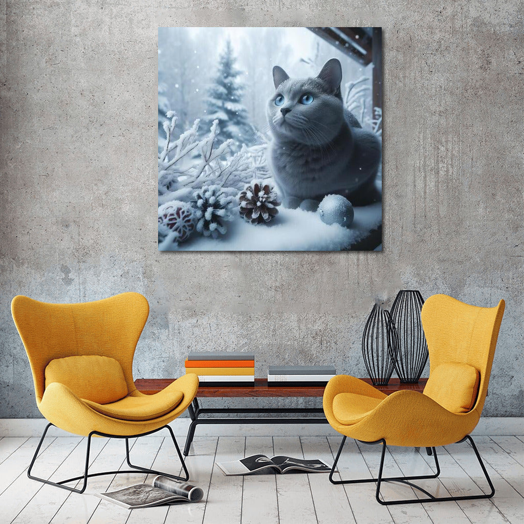 Russian Blue in the Winter Forest: The Magic of the Snow Miracle