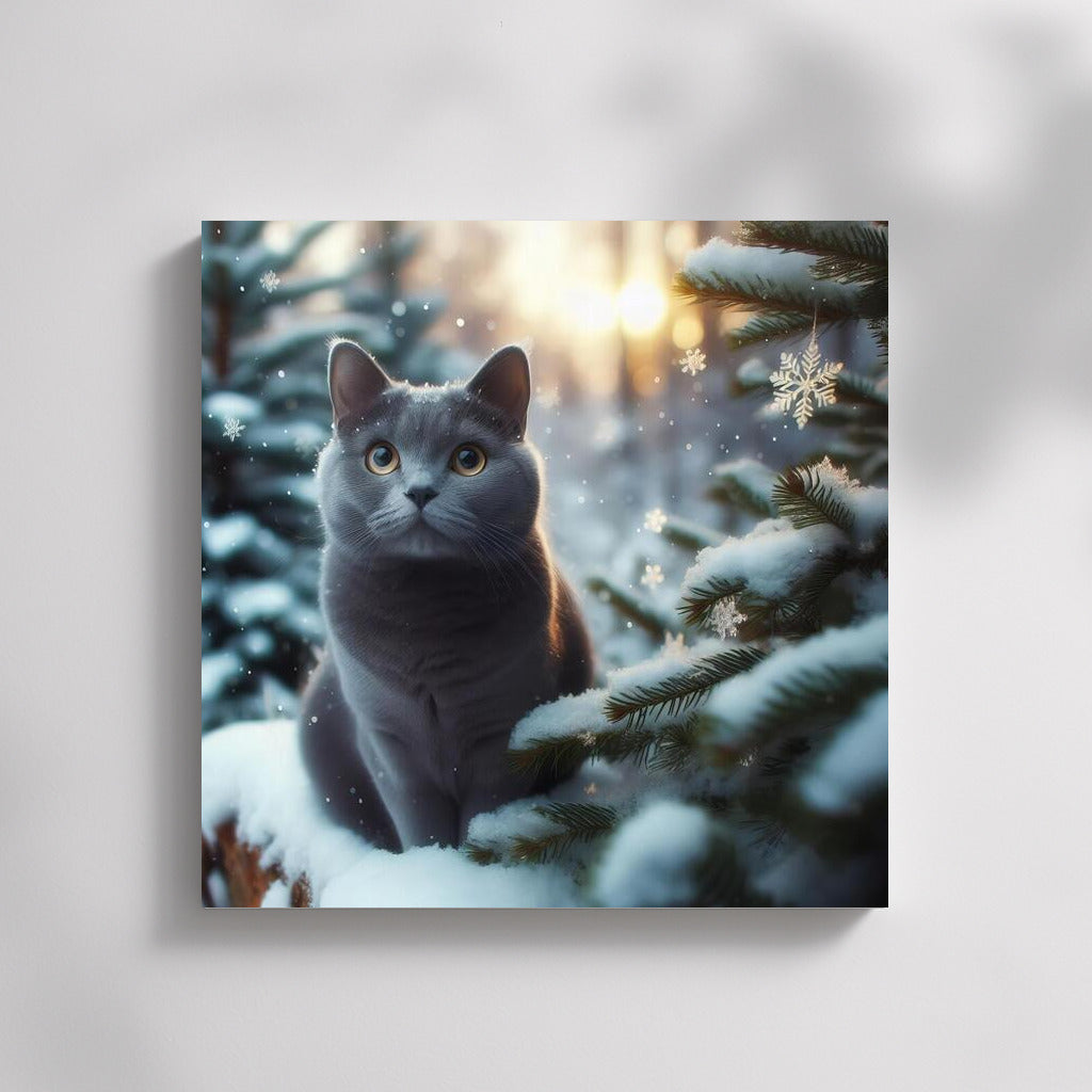 Russian Blue in Winter Wonderland: Mysterious Atmosphere for Your Walls