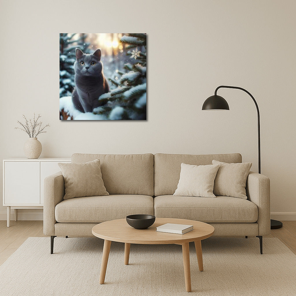 Russian Blue in Winter Wonderland: Mysterious Atmosphere for Your Walls