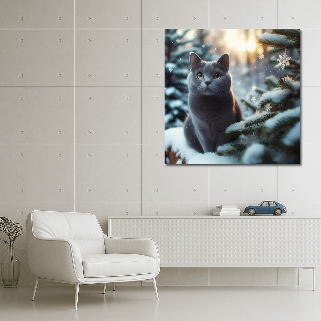Russian Blue in Winter Wonderland: Mysterious Atmosphere for Your Walls