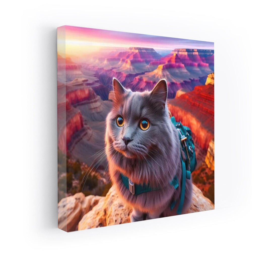Russian Blue at the Grand Canyon: A Furry Explorer Among the Colored Rocks
