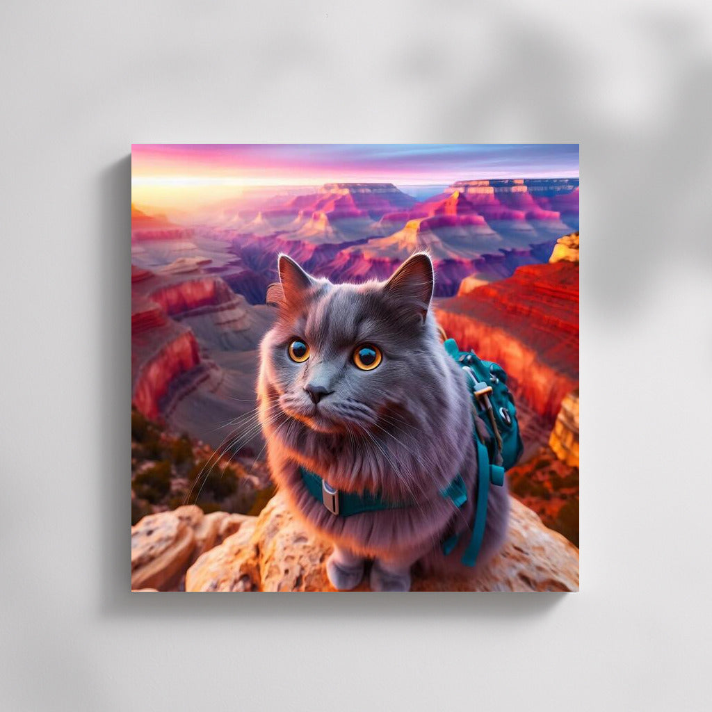 Russian Blue at the Grand Canyon: A Furry Explorer Among the Colored Rocks
