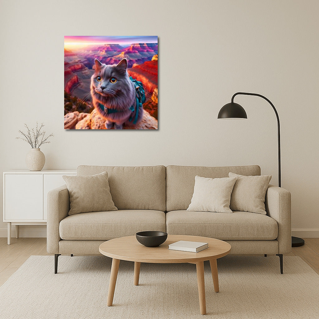 Russian Blue at the Grand Canyon: A Furry Explorer Among the Colored Rocks