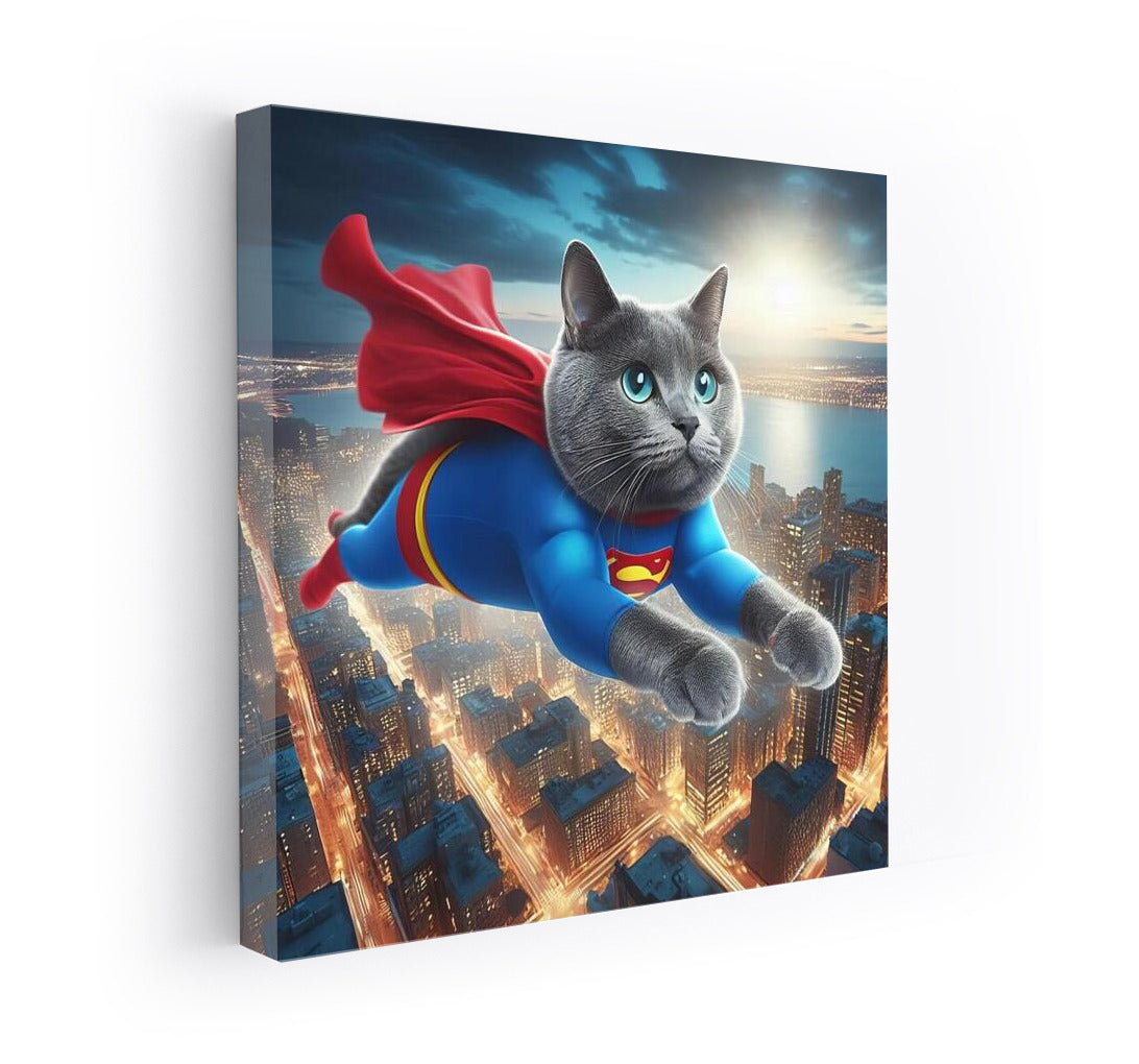 Night Flight: Russian Blue Superhero Cat in the City of Heroes