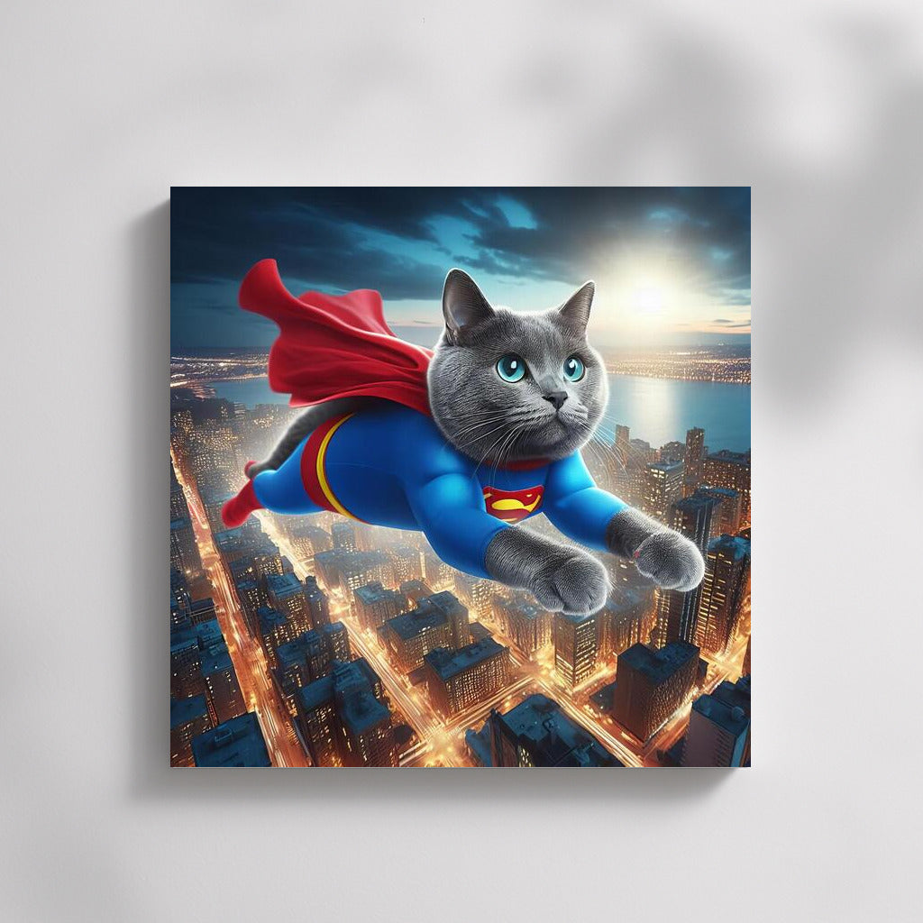 Night Flight: Russian Blue Superhero Cat in the City of Heroes