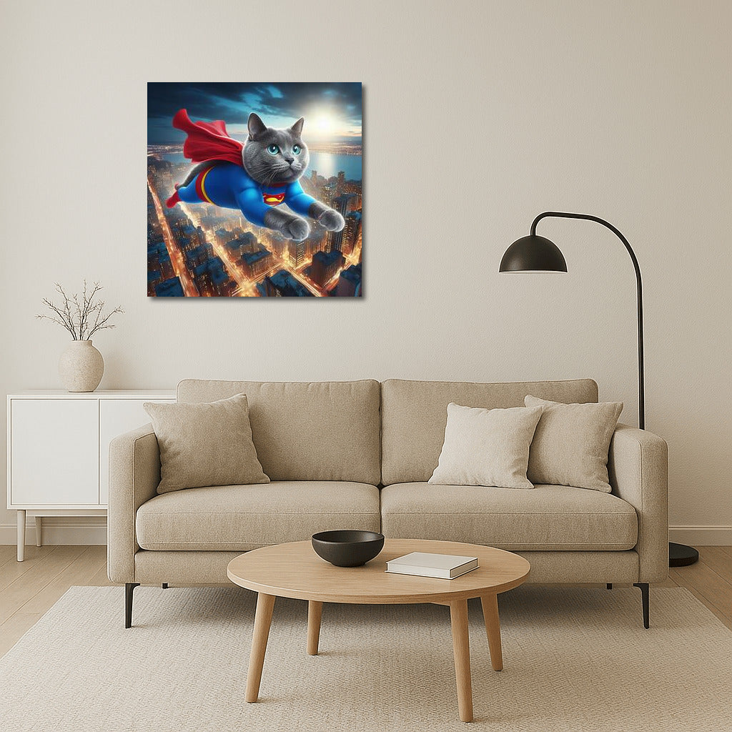 Night Flight: Russian Blue Superhero Cat in the City of Heroes
