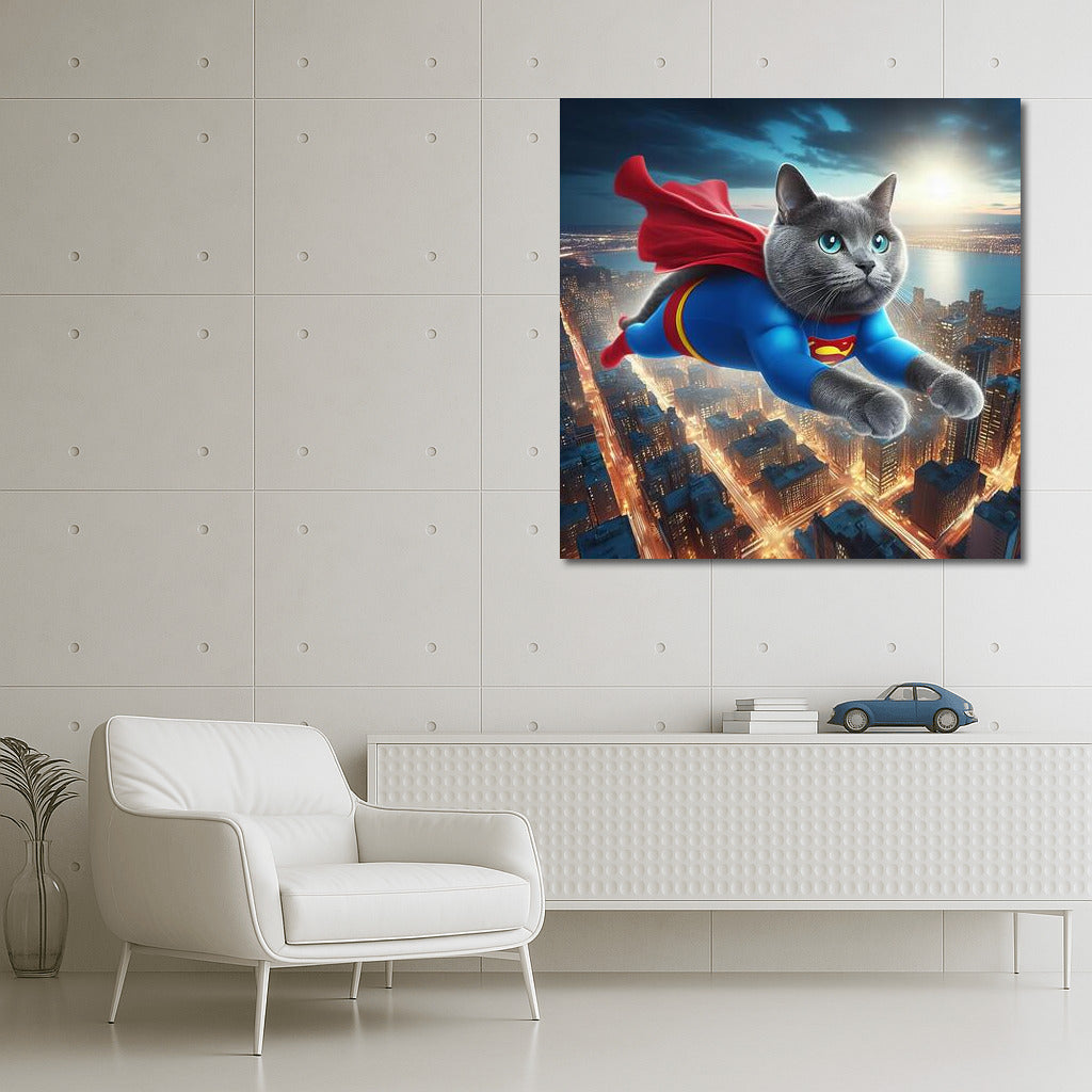 Night Flight: Russian Blue Superhero Cat in the City of Heroes