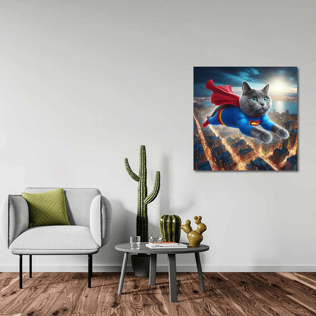 Night Flight: Russian Blue Superhero Cat in the City of Heroes