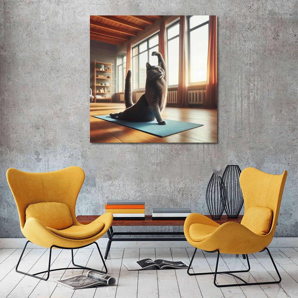 Yoga Cat Russian Blue: Harmony and Charm in the Studio