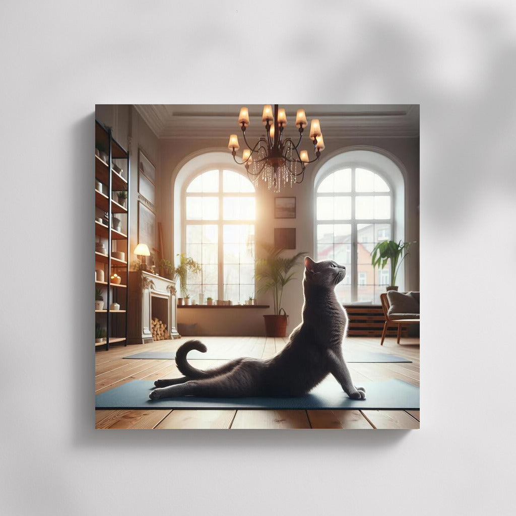 Grace of Russian Blue: Yoga and Tranquility in the Interior