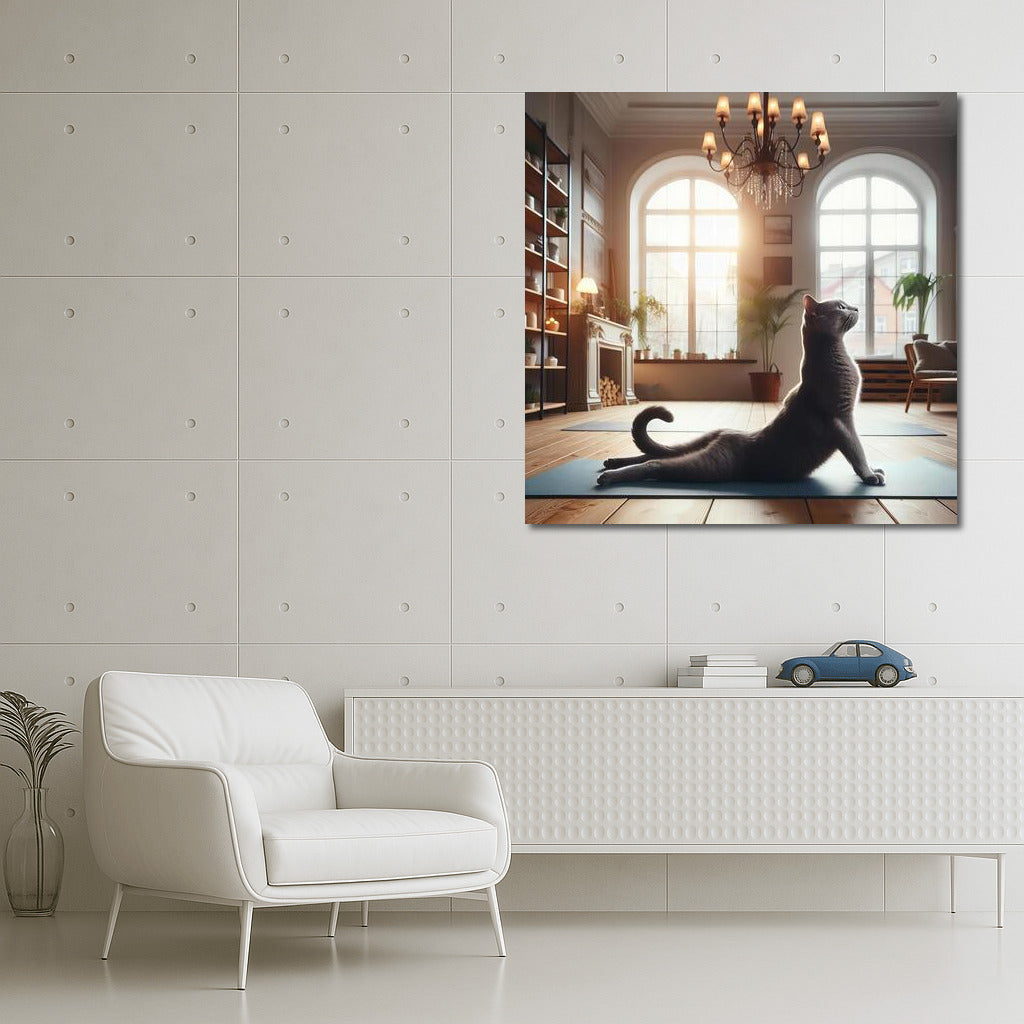 Grace of Russian Blue: Yoga and Tranquility in the Interior