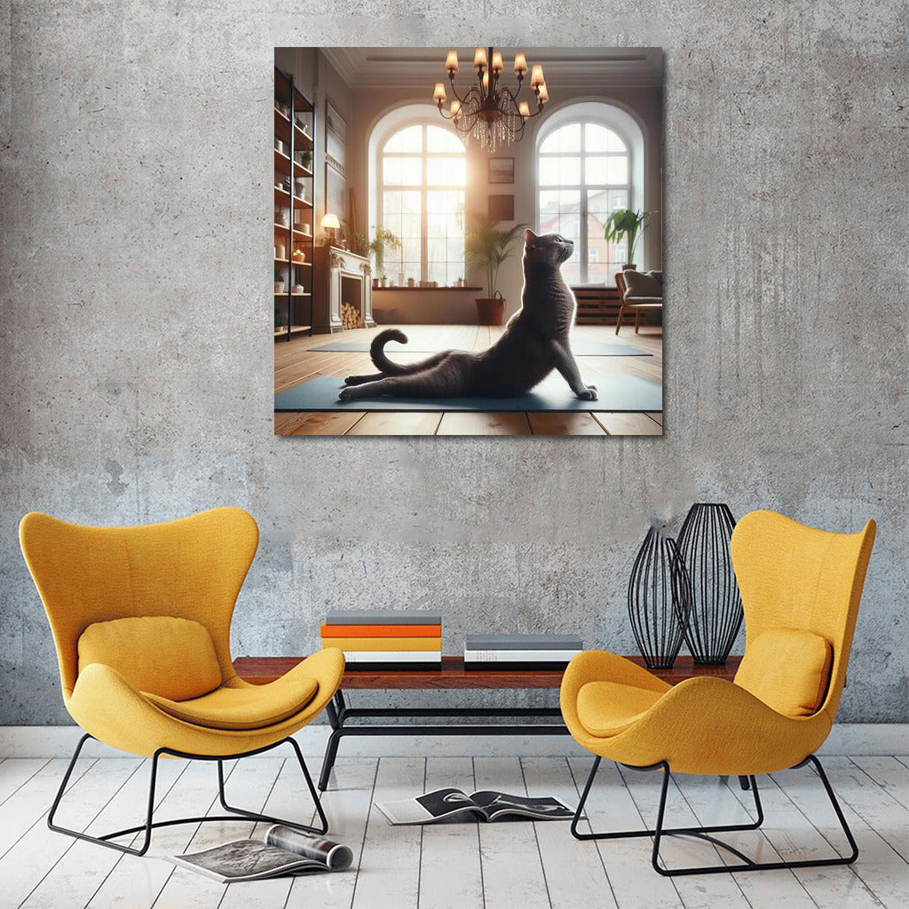 Grace of Russian Blue: Yoga and Tranquility in the Interior