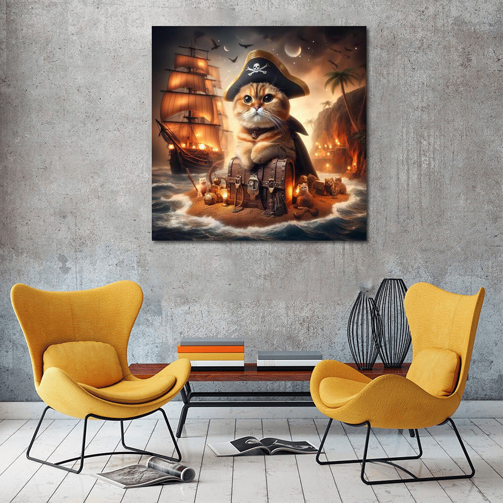 Pirate Captain: Scottish Fold Cat on Treasure Island