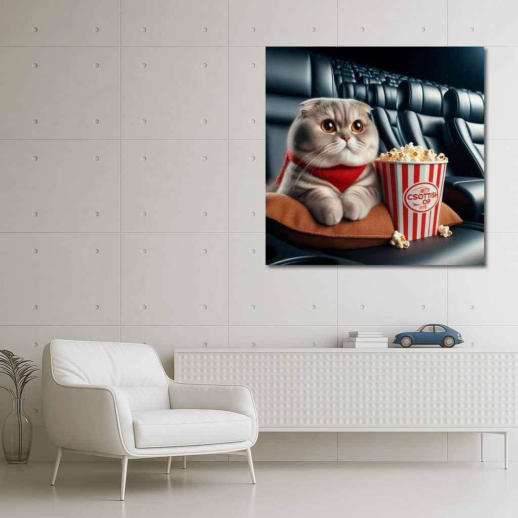 Movie Show with a Kitten: Scottish Fold and Popcorn