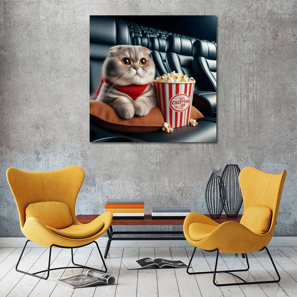 Movie Show with a Kitten: Scottish Fold and Popcorn
