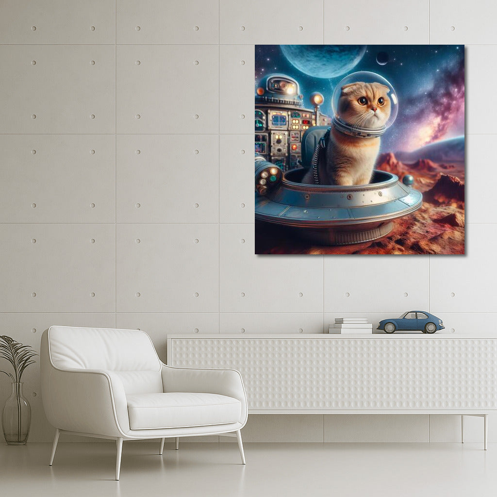 Space Journey of a Scottish Fold Cat: Exploring Distant Galaxies