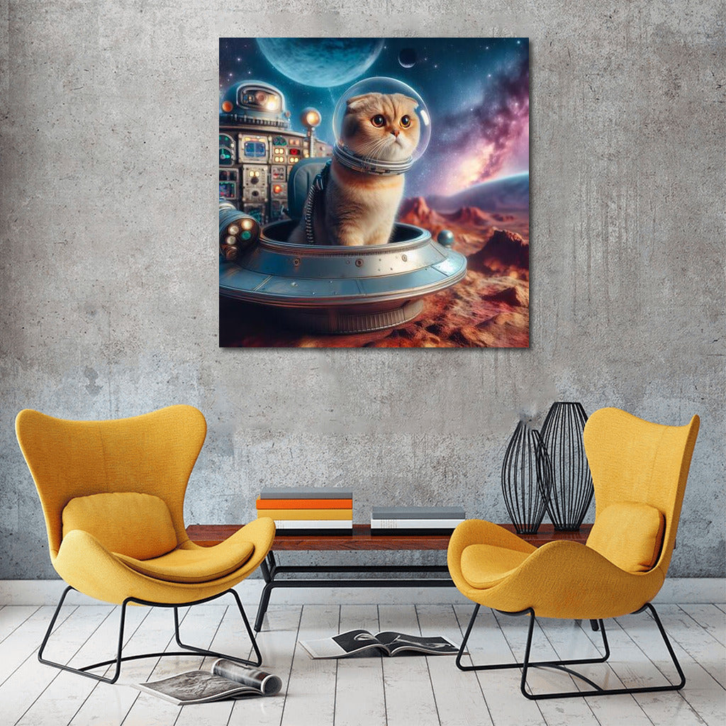 Space Journey of a Scottish Fold Cat: Exploring Distant Galaxies