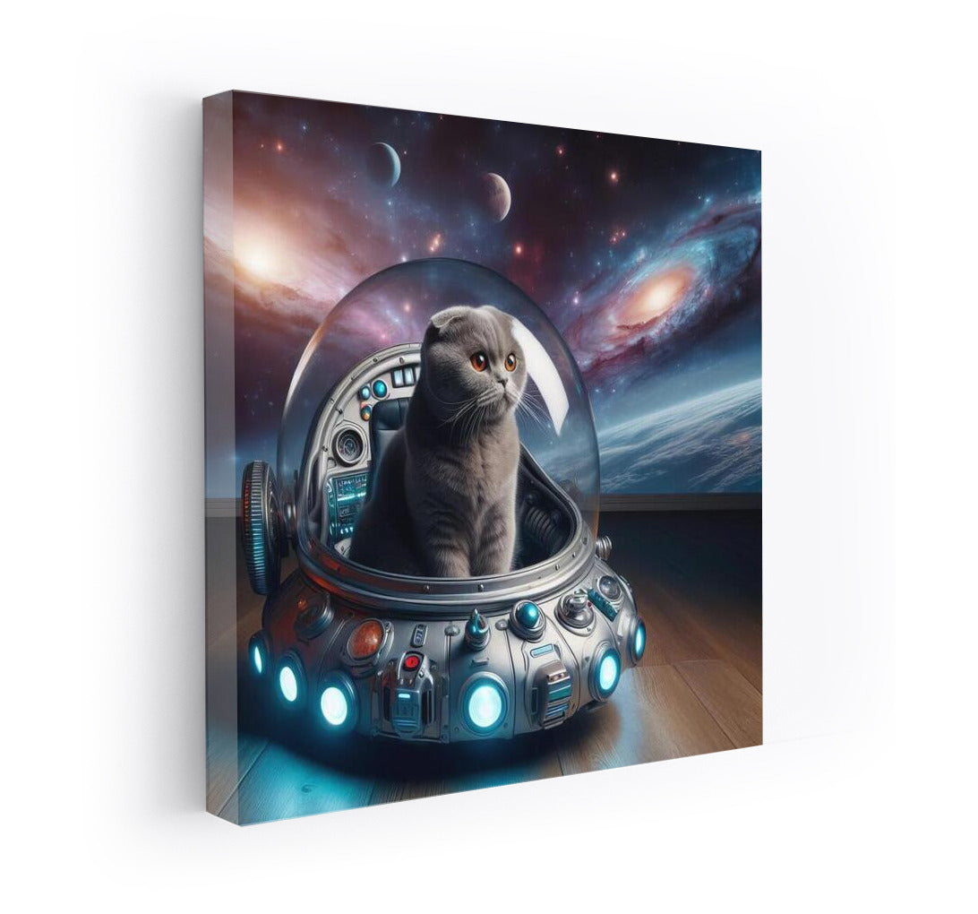 Scottish Fold's Space Journey: Cat Explores Galaxies in Starship