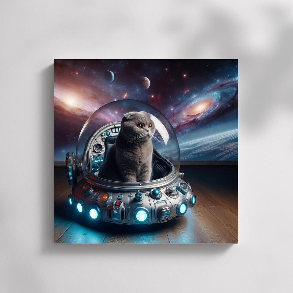 Scottish Fold's Space Journey: Cat Explores Galaxies in Starship