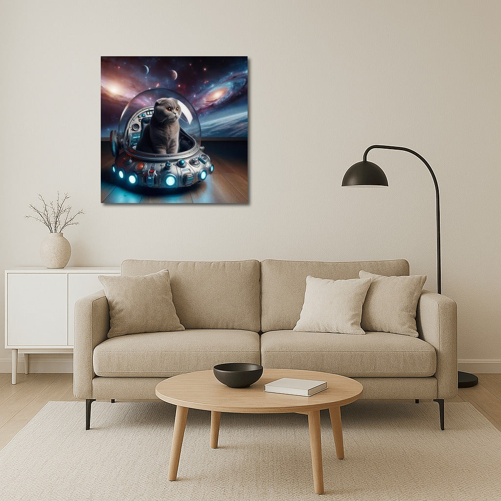 Scottish Fold's Space Journey: Cat Explores Galaxies in Starship