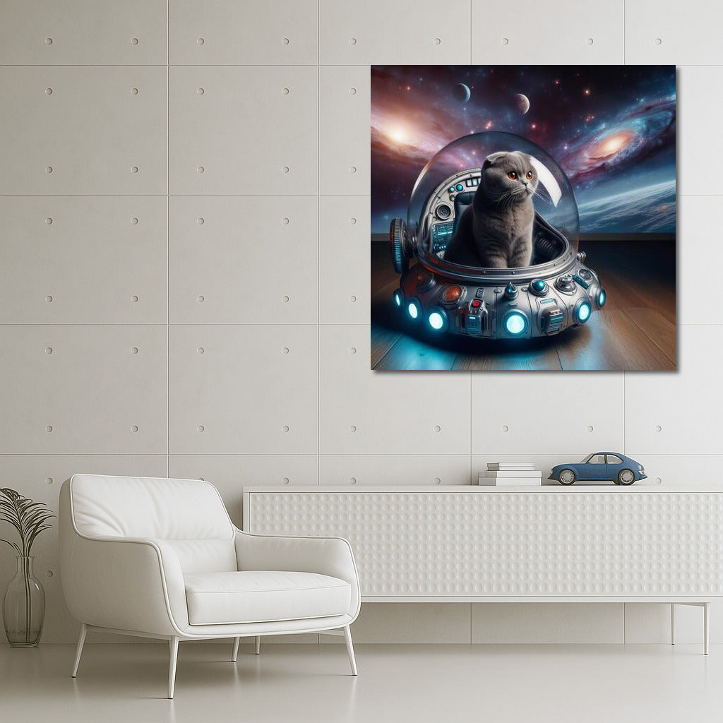 Scottish Fold's Space Journey: Cat Explores Galaxies in Starship