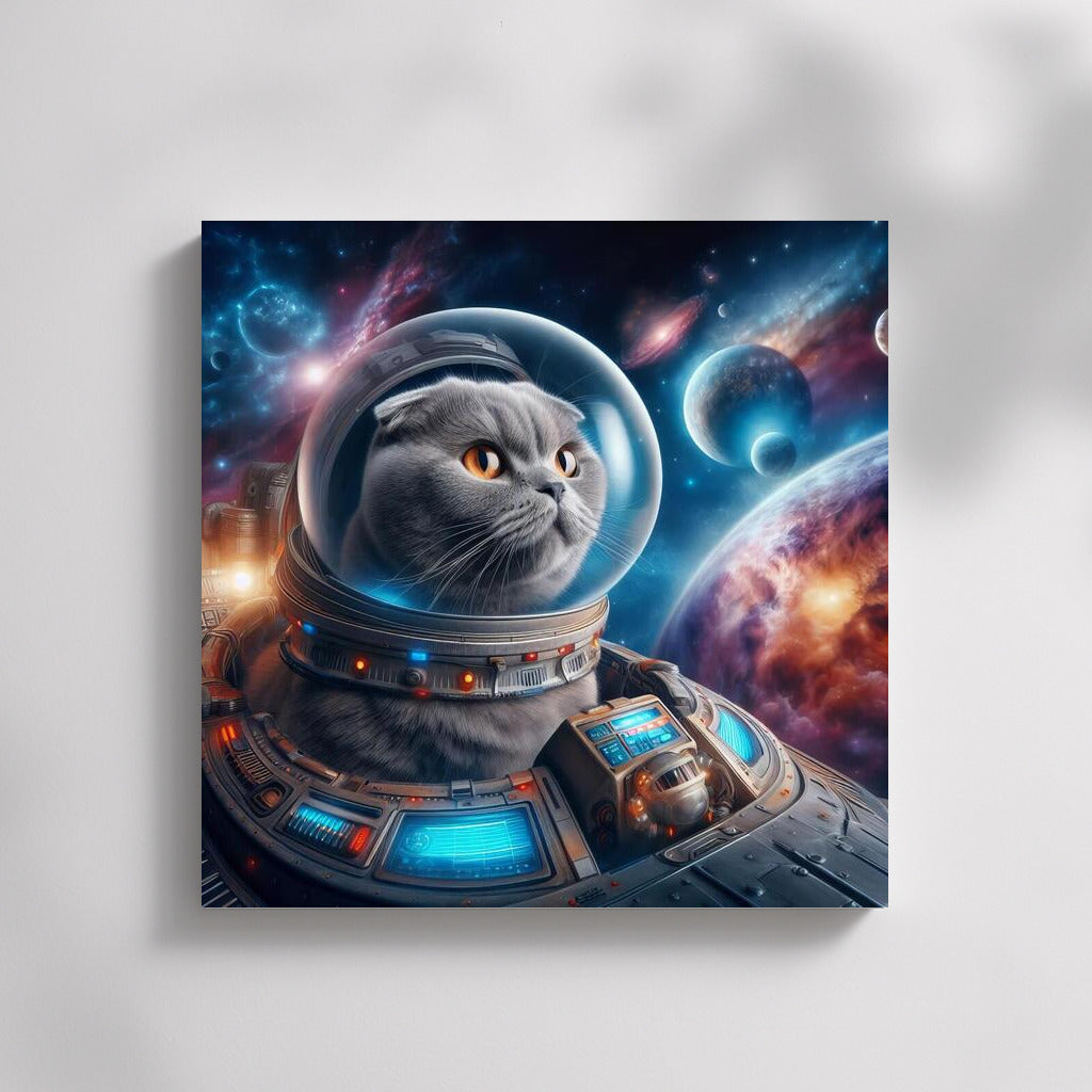 Space Journey of a Scottish Fold Cat: Exploring Distant Galaxies