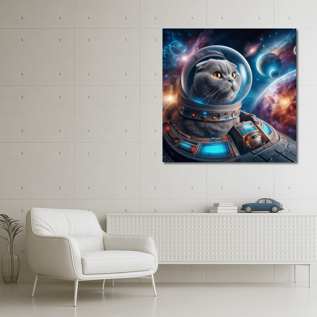 Space Journey of a Scottish Fold Cat: Exploring Distant Galaxies