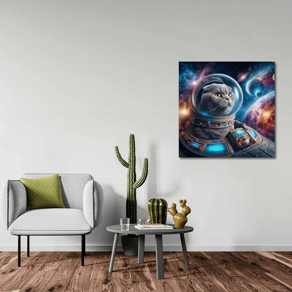 Space Journey of a Scottish Fold Cat: Exploring Distant Galaxies