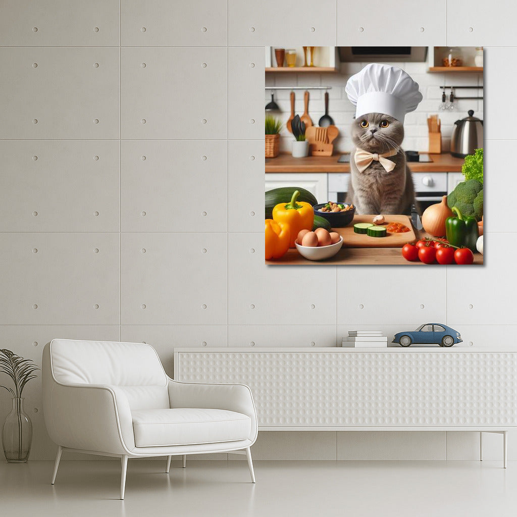 Culinary Magic: Scottish Fold Cat in a Chef's Hat