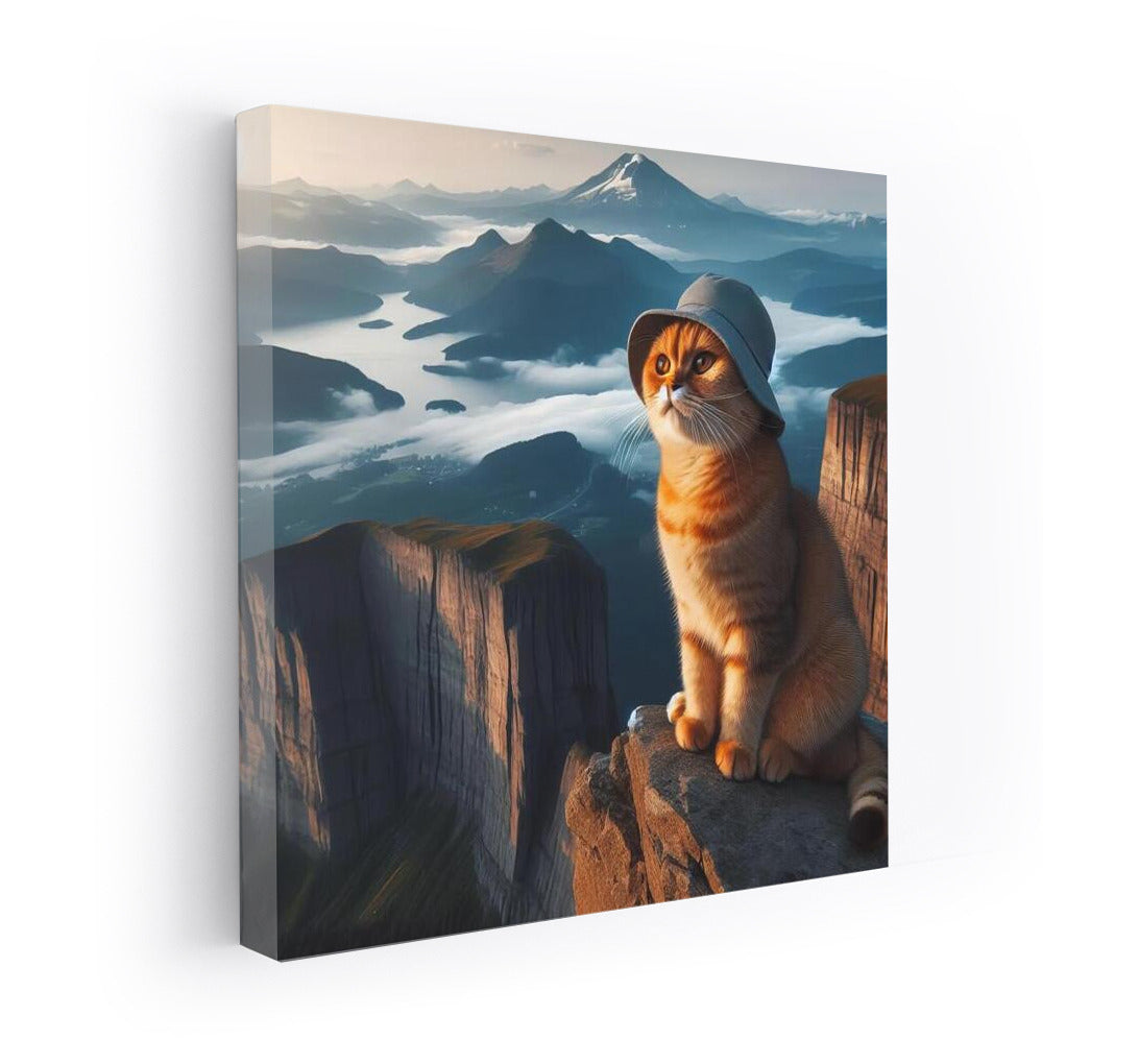 Scottish Fold Cat on Top of the World: View from the Mountain