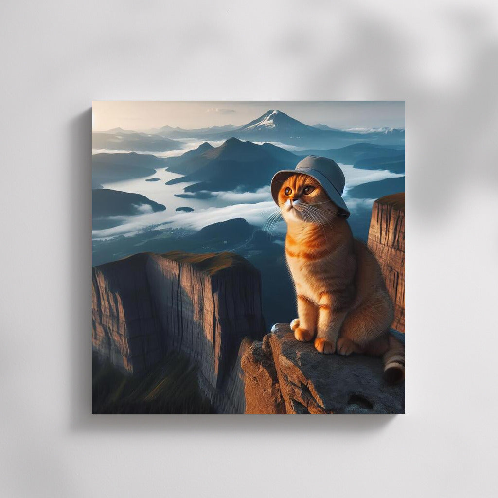 Scottish Fold Cat on Top of the World: View from the Mountain