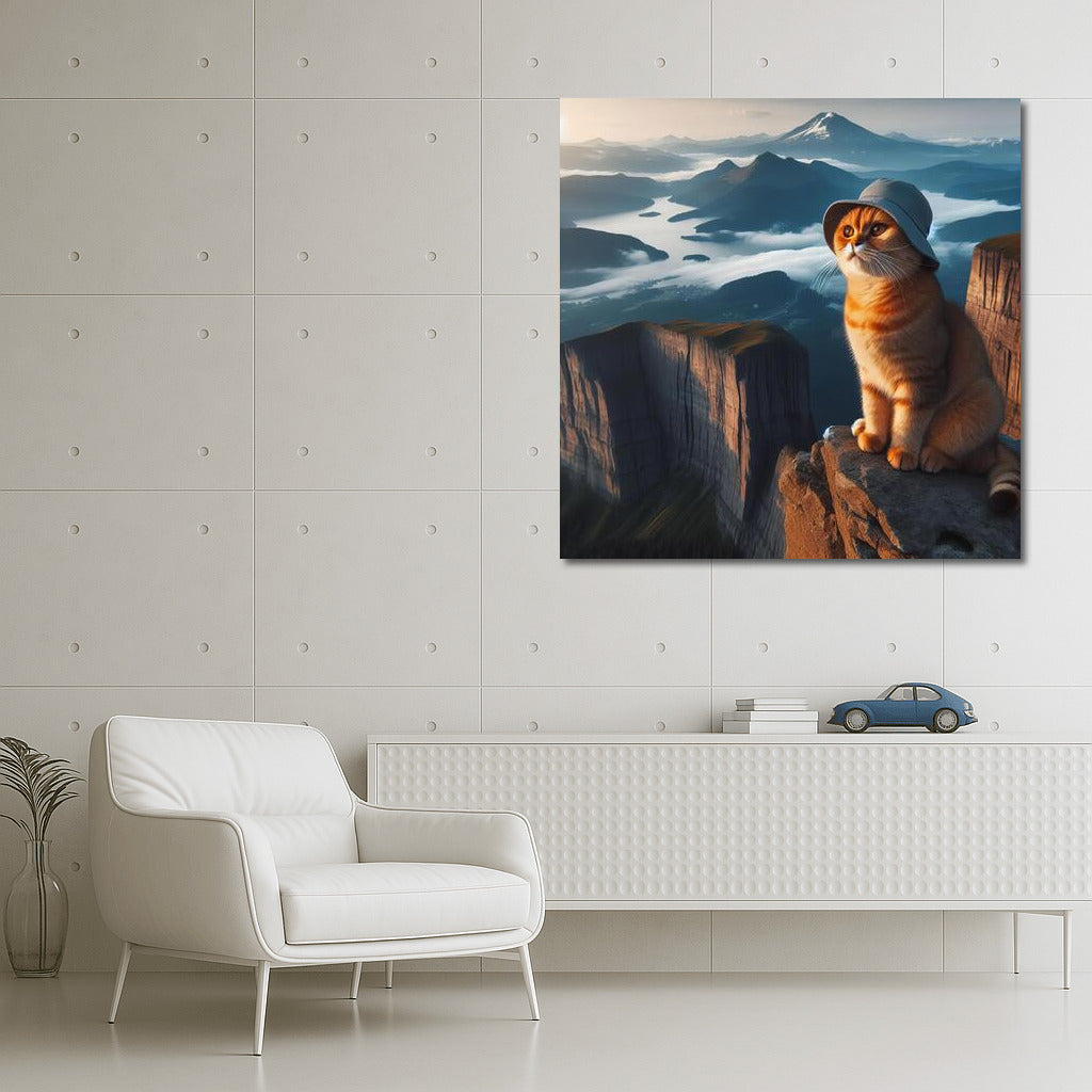 Scottish Fold Cat on Top of the World: View from the Mountain
