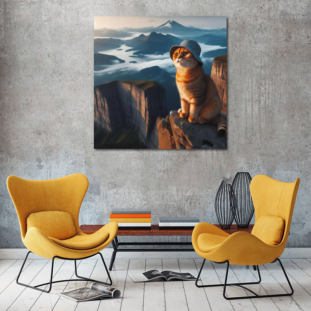 Scottish Fold Cat on Top of the World: View from the Mountain
