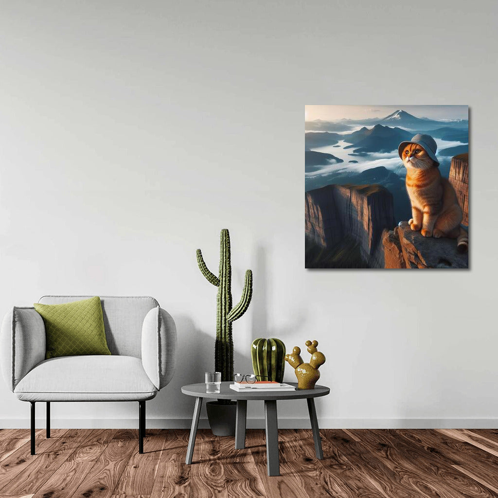 Scottish Fold Cat on Top of the World: View from the Mountain