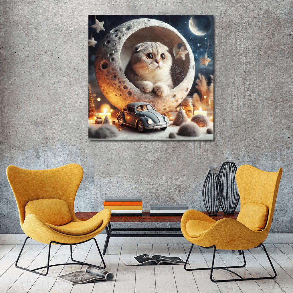Space Magic: Scottish Fold on the Moon