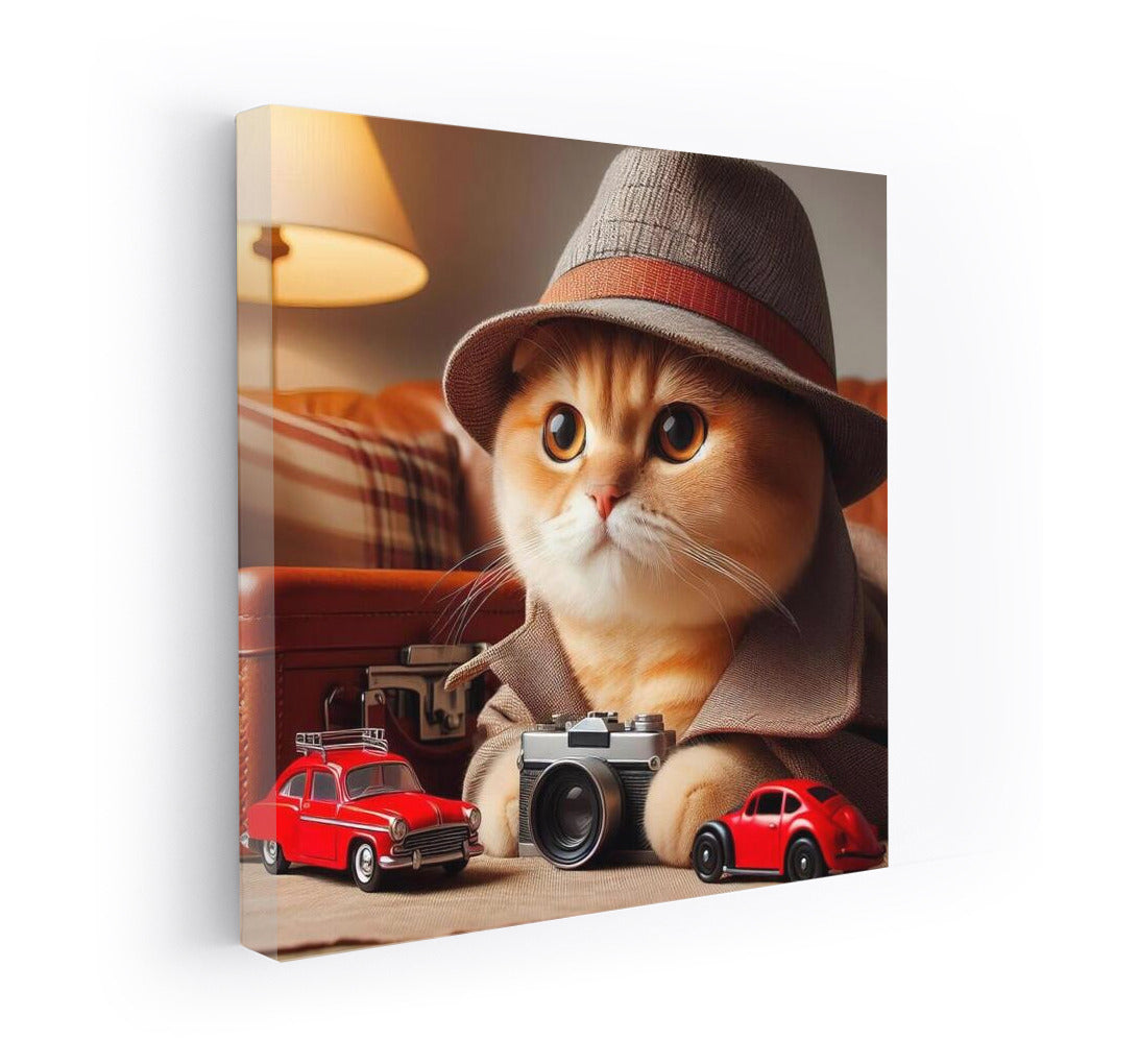 Scottish Fold Detective: Cat with a Camera and a Retro Car