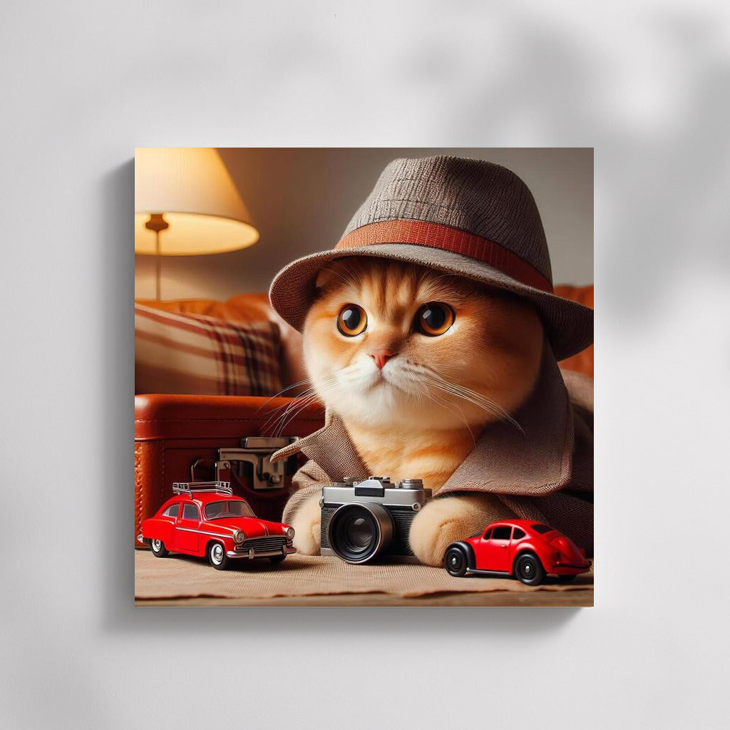 Scottish Fold Detective: Cat with a Camera and a Retro Car